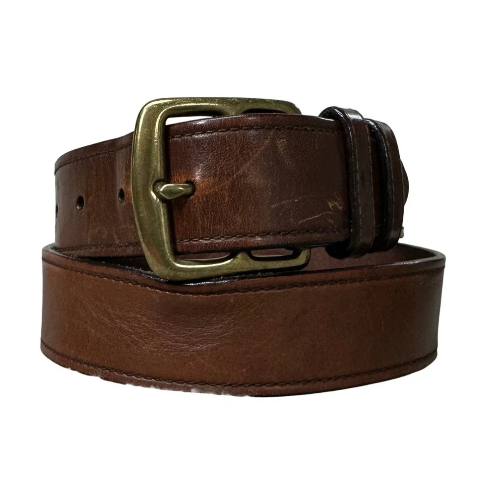 Lauren Ralph Lauren Brown Genuine Leather Belt Brass Buckle 9101441-210